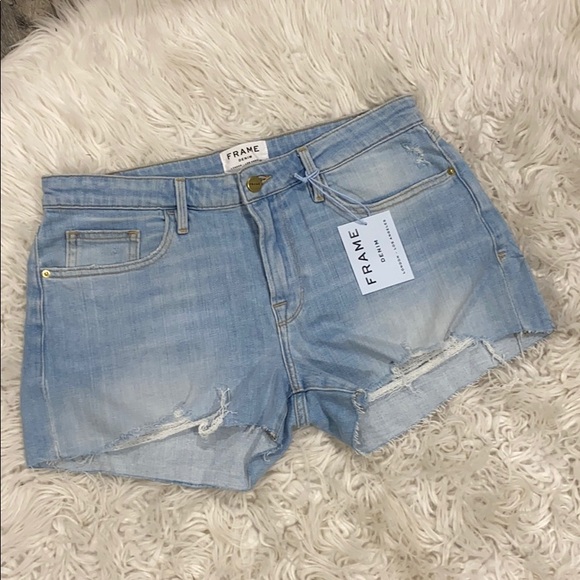 NEW • Frame Denim • Le Grand Garçon Shorts 27 Blue - Picture 6 of 8